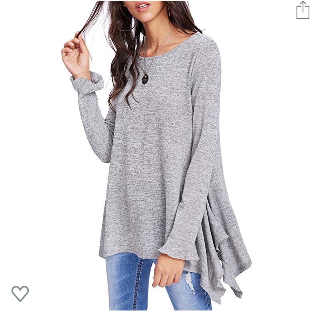Heather gray loose scoop neck tunic